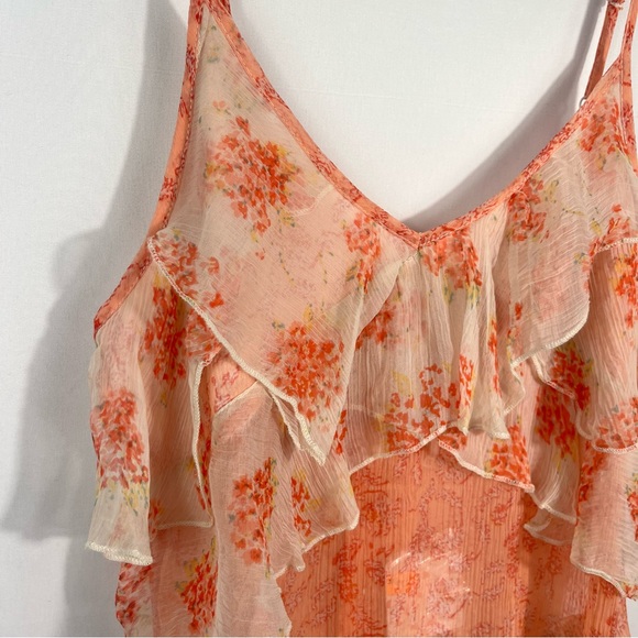 Free People All Things Sheer Coral Floral Tiered Layered Tank Top Cami NWT XS - Picture 3 of 8